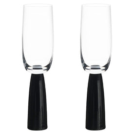 Oslo Champagne Flutes Set of 2 - Black