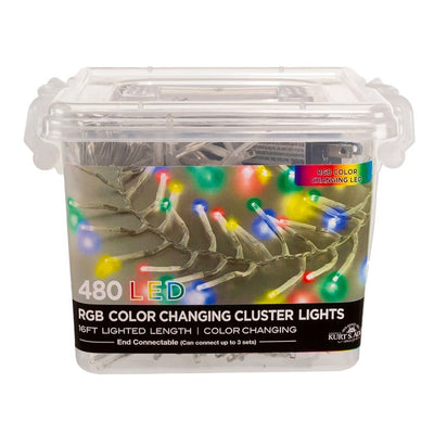 480-Light 15.7' Connectable Cluster Garland with RGB LED Lights