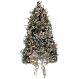 26" Pre-Lit Snowy Silver Wall Tree