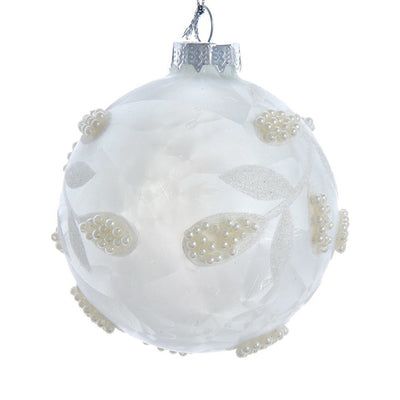 80 MM White Pearl Glass Ball Ornaments Set of 6