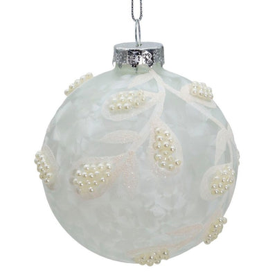 80 MM White Pearl Glass Ball Ornaments Set of 6