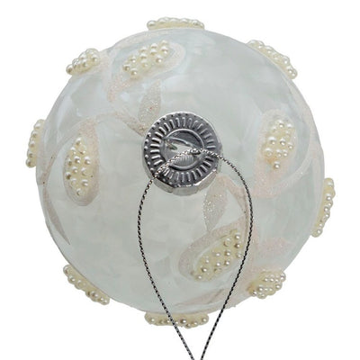 80 MM White Pearl Glass Ball Ornaments Set of 6