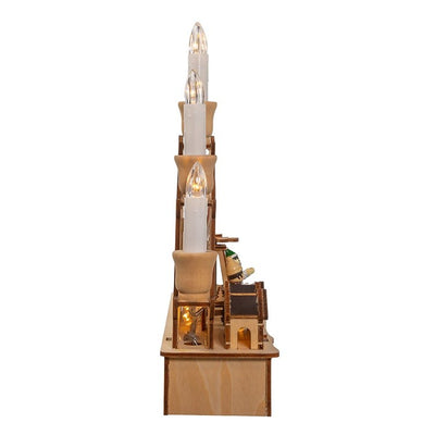 10.25" Wooden Light-Up Musical Motion Christmas Village with LED Lights