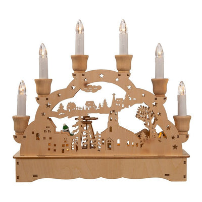10.25" Wooden Light-Up Musical Motion Christmas Village with LED Lights