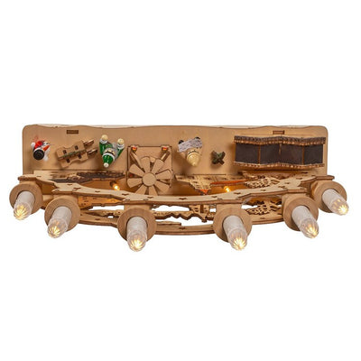 10.25" Wooden Light-Up Musical Motion Christmas Village with LED Lights