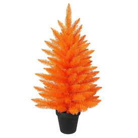 3' Unlit Orange Potted Tree