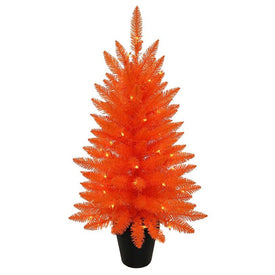 3' Pre-Lit Orange Potted Tree