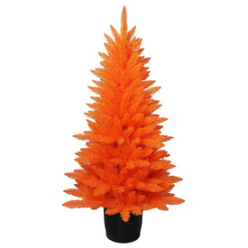 4.5' Unlit Orange Potted Tree