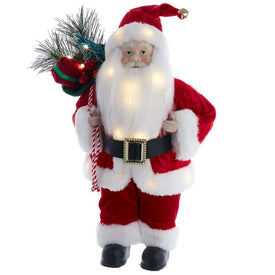 12" Battery-Operated Lighted Santa Figurine with LED Lights