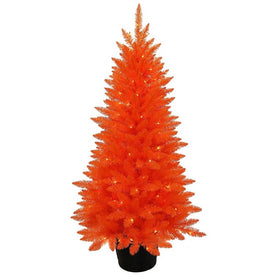 4.5' Pre-Lit Orange Potted Tree