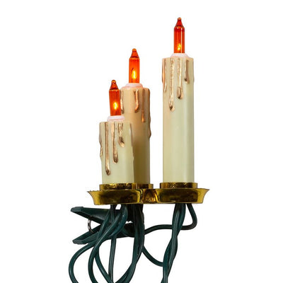 15-Light Triple Candle Extended Light Set with Gold Dripping Wax and Amber Bulbs
