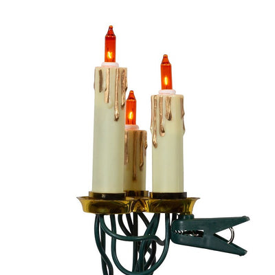 15-Light Triple Candle Extended Light Set with Gold Dripping Wax and Amber Bulbs