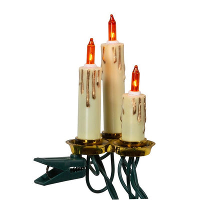15-Light Triple Candle Extended Light Set with Gold Dripping Wax and Amber Bulbs