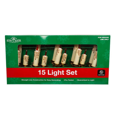 15-Light Triple Candle Extended Light Set with Gold Dripping Wax and Amber Bulbs