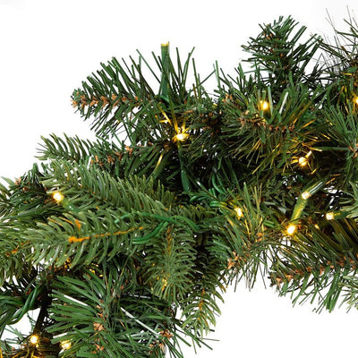 18" Battery-Operated Pre-Lit Noble Fir Wreath with Warm White LED Lights