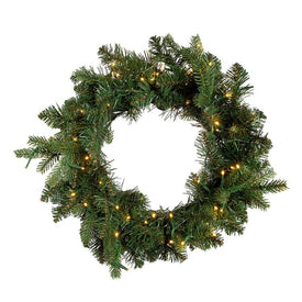 18" Battery-Operated Pre-Lit Noble Fir Wreath with Warm White LED Lights
