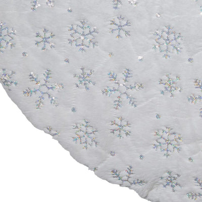 48" White Christmas Tree Skirt with Snowflake Border