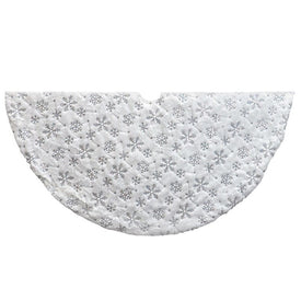 48" White Christmas Tree Skirt with Snowflake Border
