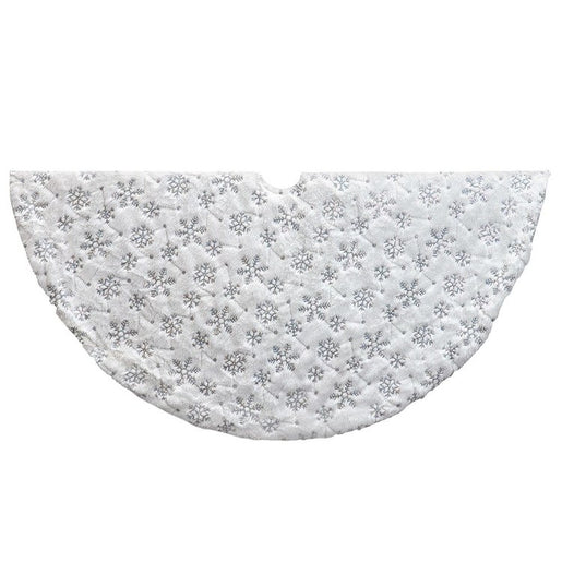 48" White Christmas Tree Skirt with Snowflake Border