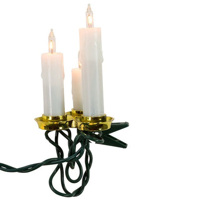 15-Light Triple Candle Extended Light Set with White Dripping Wax and Clear Bulbs