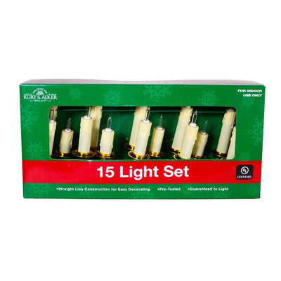 15-Light Triple Candle Extended Light Set with White Dripping Wax and Clear Bulbs