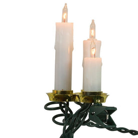 15-Light Triple Candle Extended Light Set with White Dripping Wax and Clear Bulbs