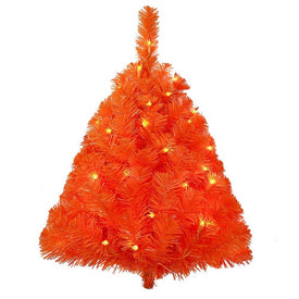 24" Pre-Lit Orange Halloween Wall Tree