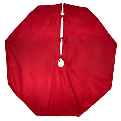 72" Poinsettia Red and Green Gathered Border Christmas Tree Skirt