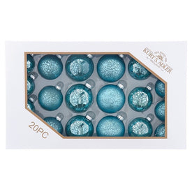 Shiny and Matte Crackle Teal Mercury Glass Ball Ornaments, Set of 20