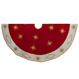 54" Gold Thread Embroidered Red Christmas Tree Skirt