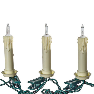10-Light White Clip-On Extended Candle Light Set
