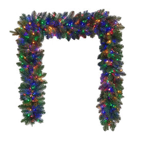 9' Pre-Lit Noble Fir Garland with Multi-Colored LED Lights