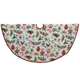 50" White Velvet Multi-Print Christmas Tree Skirt