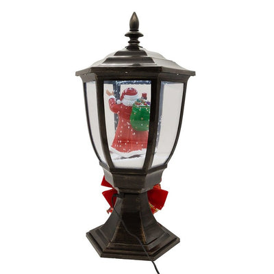 21" Light-Up Musical Santa Lamp Post with Snow Effect