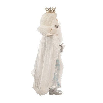 21" Silver, White, and Light Blue Standing Santa Figurine