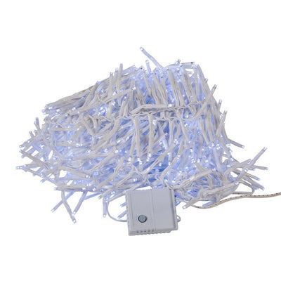 1000-Light 32.8' Cluster Garland with Cool White LED Lights and White Wire