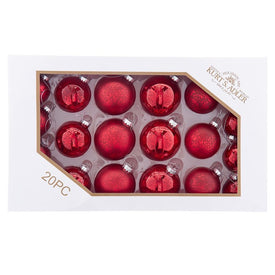 Shiny and Matte Crackle Red Mercury Glass Ball Ornaments, Set of 20