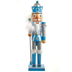 15" Wooden Icy Blue Nutcracker