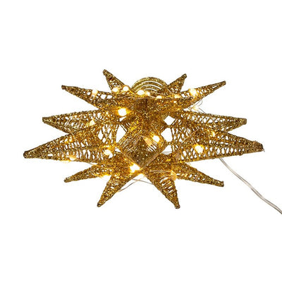 11" Pre-Lit Twinkling Gold Starburst Tree Topper with 60 LED Lights