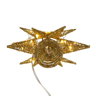11" Pre-Lit Twinkling Gold Starburst Tree Topper with 60 LED Lights