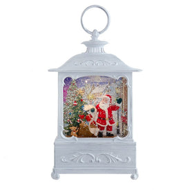 10" Battery-Operated Lighted Santa with Gifts Lantern with LED Lights