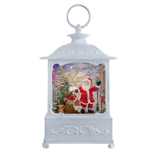 10" Battery-Operated Lighted Santa with Gifts Lantern with LED Lights