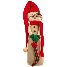 16" Fabric Snowman with Red Scarf and Hat Tabletop Decoration