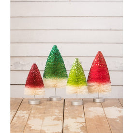 Retro Holiday Sparkle Trees Set of 4