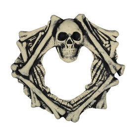 18" Unlit Skull Head and Bones Halloween Wreath