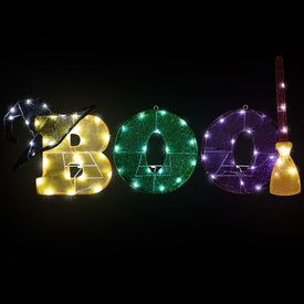 50" LED Lighted Tinsel Boo Outdoor Halloween Decoration