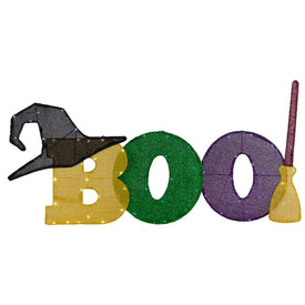 50" LED Lighted Tinsel Boo Outdoor Halloween Decoration