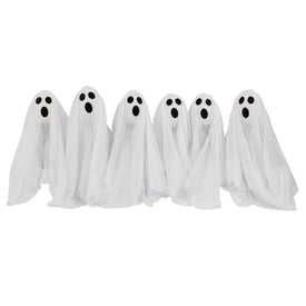 30" LED Lighted White Ghost Halloween Outdoor Pathway Markers Set of 6