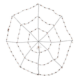 5' Lighted Orange and Black Spider in Black Wire Web Halloween Decoration