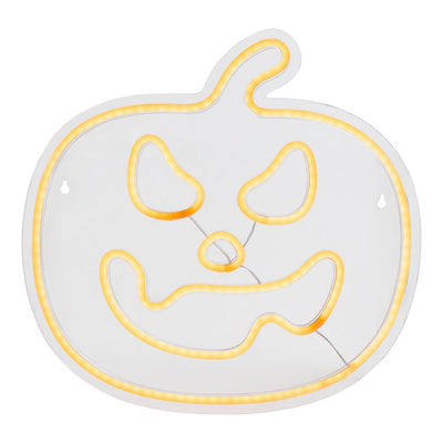 15" Orange LED Lighted Neon-Style Jack-O'-Lantern Halloween Window Silhouette